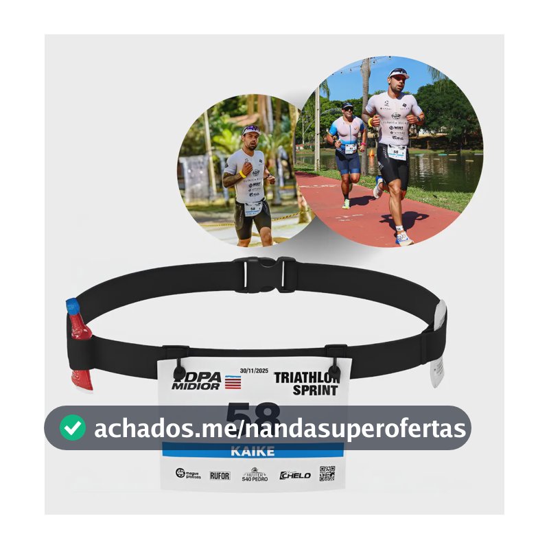 Cinto Porta Numero Para Corrida Triathlon Ciclismo Carbo Gel Preto