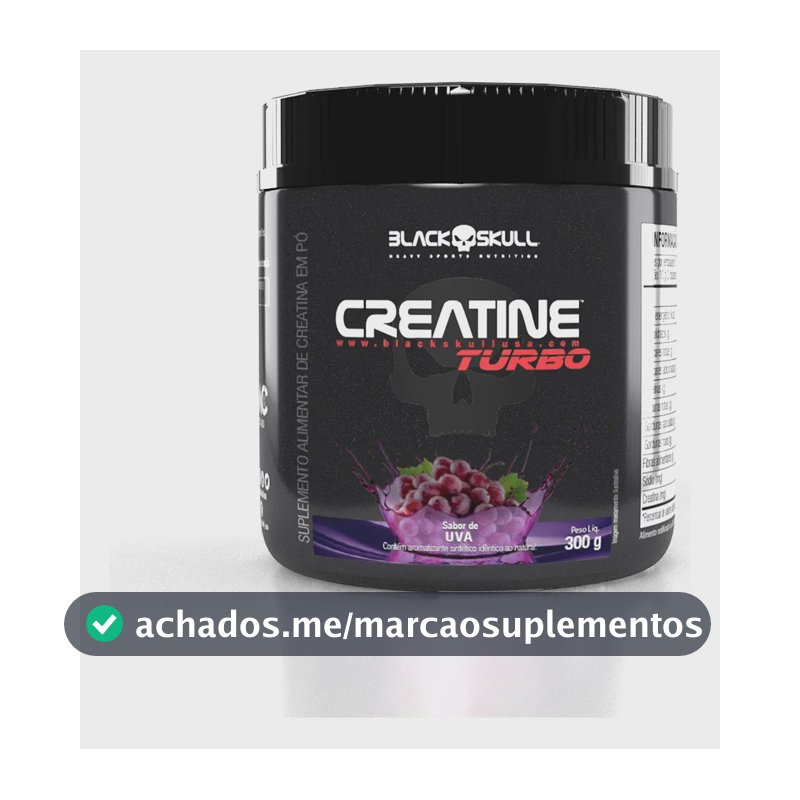 Creatine Turbo sabor uva em pote de 300G Suplemento em pó Black Skull Caveira Preta Turbo