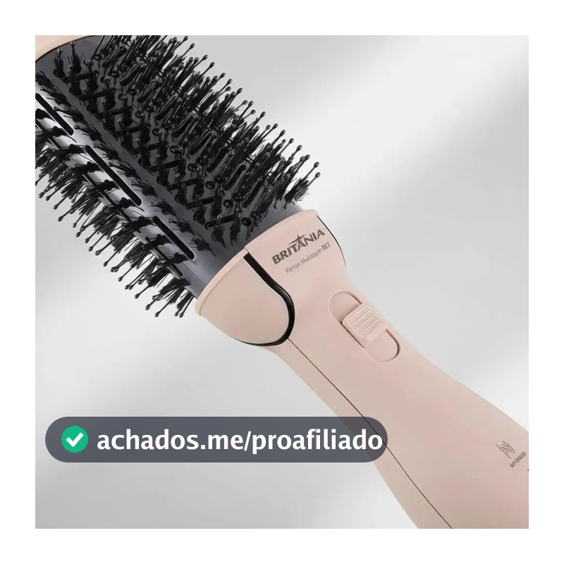 Escova Secadora 4 Em 1 Britânia Bec07r Cerâmica 1300w Bivolt Rosa