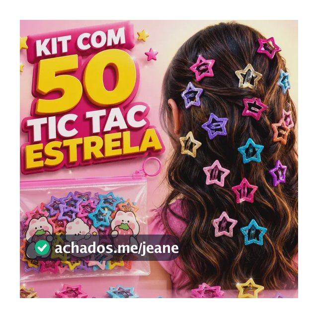 Kit 50unid Presilhas Tic Tac Estrela Sortida Cabelo Infantil Colorido