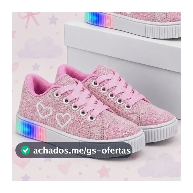 Kit 2 Pares Tênis Infantil Menina Led Cadarço Conforto 26-33
