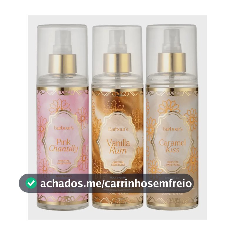 Kit Trio Body Splash Árabes Caramel Vanilla  Pink 200ml