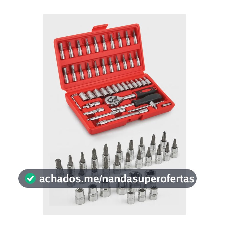 KIT CHAVE CATRACA 46 PECAS SOQUETES SEXTAVADAS CROMO VANADIO MALETA
