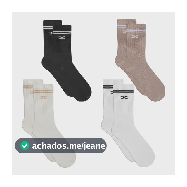 Kit 4 Meias Esportivas Cano Médio Sport Confortável Unissex