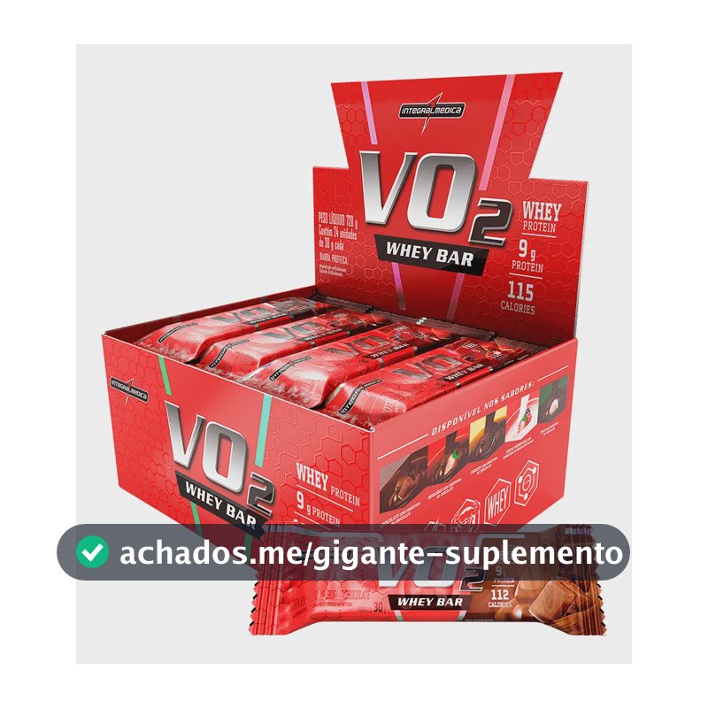 Suplemento Vo2 Whey Bar Chocolate 12 Unidades Integralmédica Chocolate