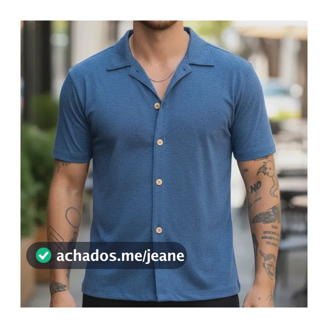 Camisa Masculina Slim De Malha Eco Com Botões De Madeira