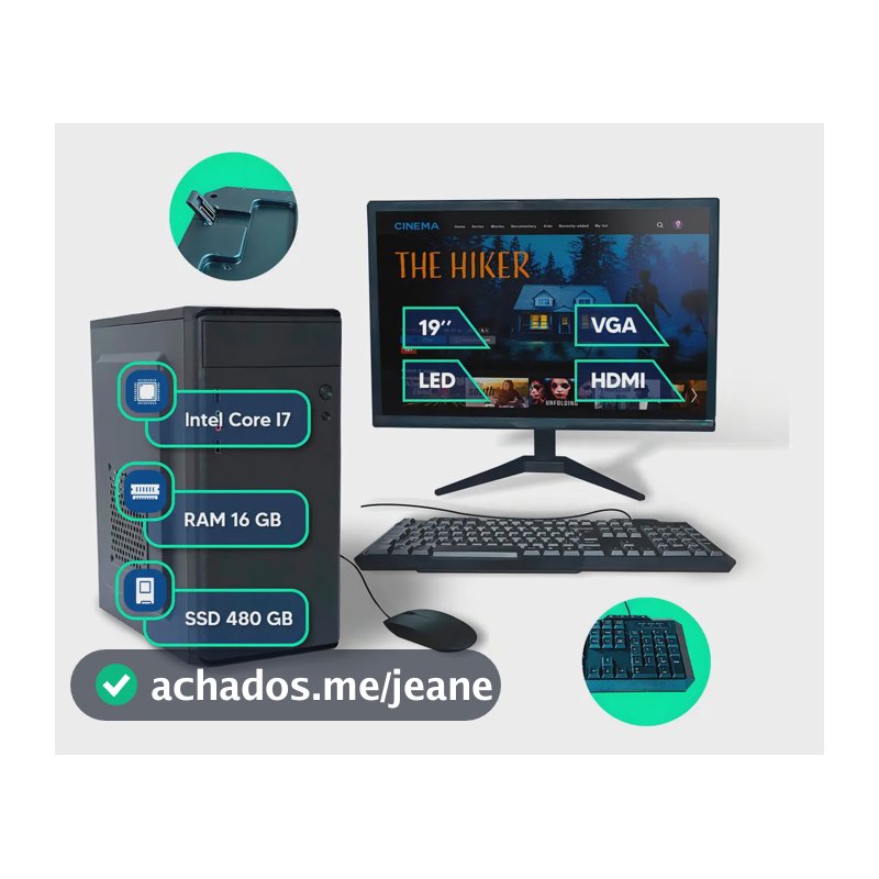 Pc Computador Completo Intel I7 16gb Ssd 480gb Monitor 19