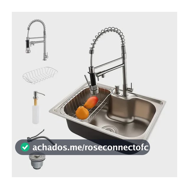 Cuba Para Pia Gourmet Luxo Guerra Aço Inox + Torneira Água Fria Flexivel Bancada Cozinha 60x42cm Kit Completa 60cm 42cm Winda Prateado