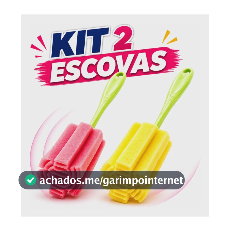 Kit 2 Escova Lava Mamadeira Copo Taça Prática Esponja Macia 2 Escovas