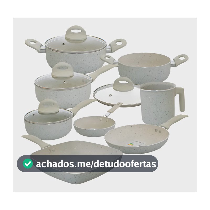 Jogo de Panelas Casambiente 8 Peças Revestimento Cerâmico Antiaderente