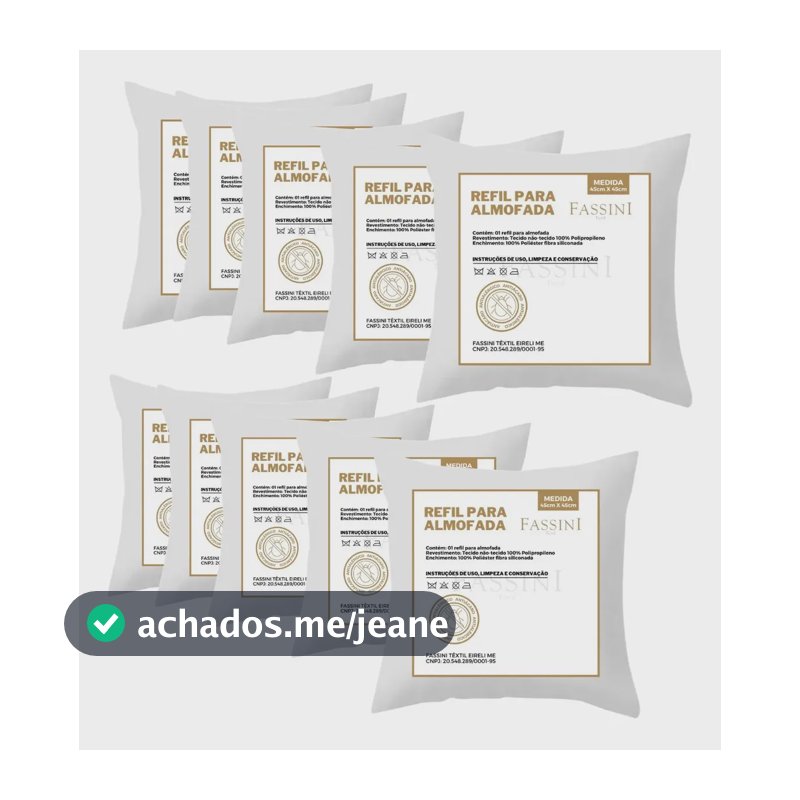 Kit 10 Enchimentos Almofada Refil 50x50 Fibra Siliconada Branco