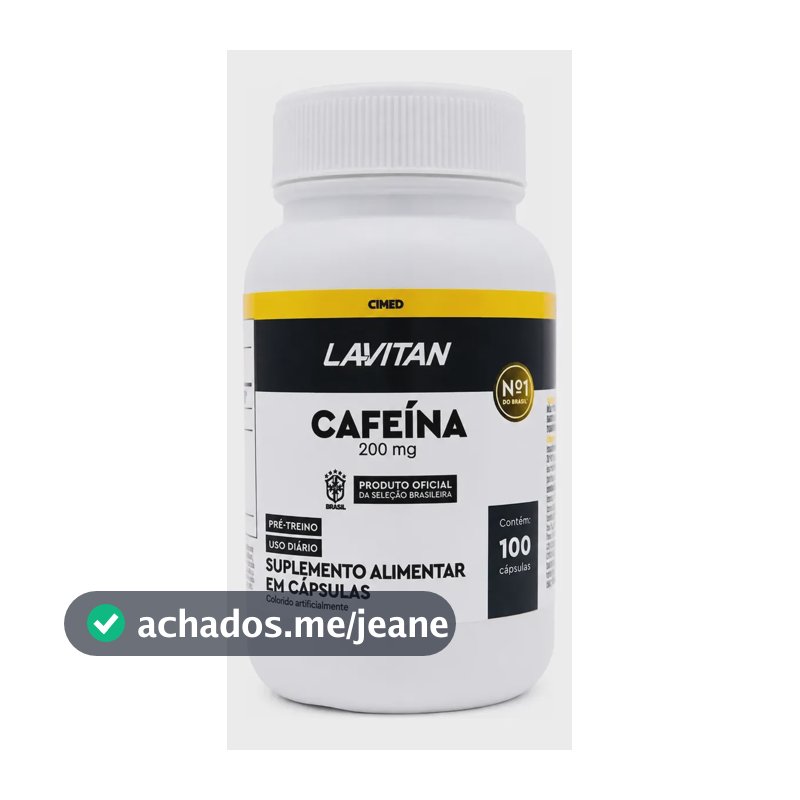 Lavitan Cafeína 200mg Cimed 100 Cáp.pré Treino Energia Foco Sem Sabor