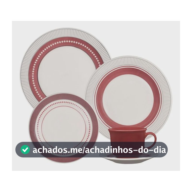 Aparelho De Jantar E Chá Biona 20 Peças Cerâmica Donna 24 Marsála