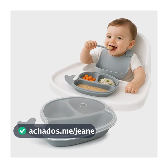 Prato Infantil Baleia 3 Divisórias E Tampa Colors Clingo 6m+