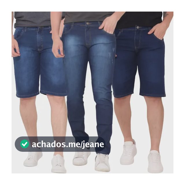 Kit 2 Bermuda Masculina Jeans E 1 Calça Jeans Skinny Lycra
