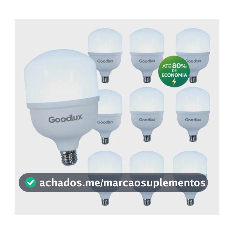 Kit 10 Lampada Led 50w Bulbo 6500k Branco Frio Alta Potência Bivolt 110v 220v Goodlux