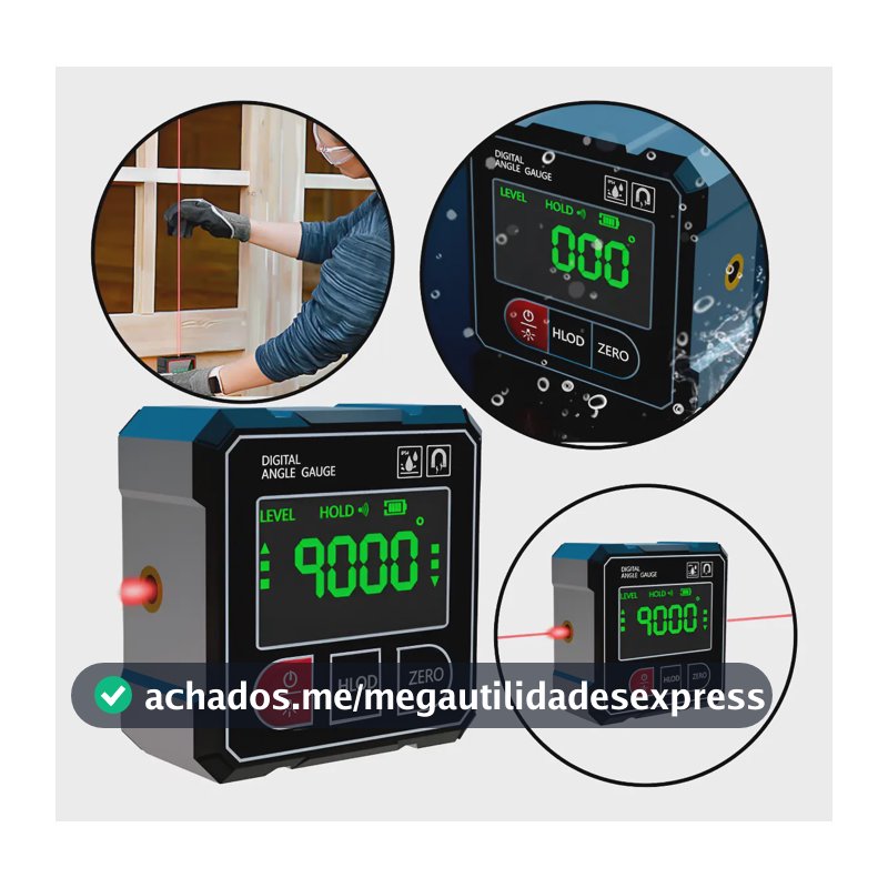 Inclinômetro Digital Com Laser Medidor De Nível Angulos Base