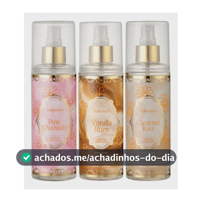 Kit Trio Body Splash Árabes Caramel Vanilla  Pink 200ml