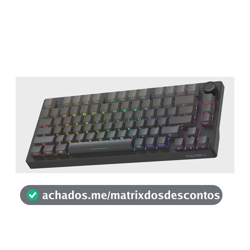 Teclado Mecânico Gamer Dareu EK75 RGB Sem Fio Bluetooth Hot Swap 75% Preto Cinza