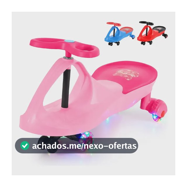 Carrinho Rolimã Car Drift Infantil Volante Gira 360° Triciclo Com Roda Led Colorido Cor Rosa JustFun Brinquedos