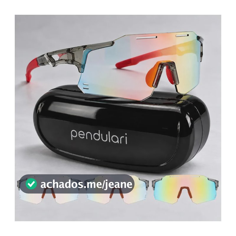 Óculos De Sol Fotocromático Esportivo Corrida Ciclismo Uv400 Vermelho Transparente Cinza Pendulari