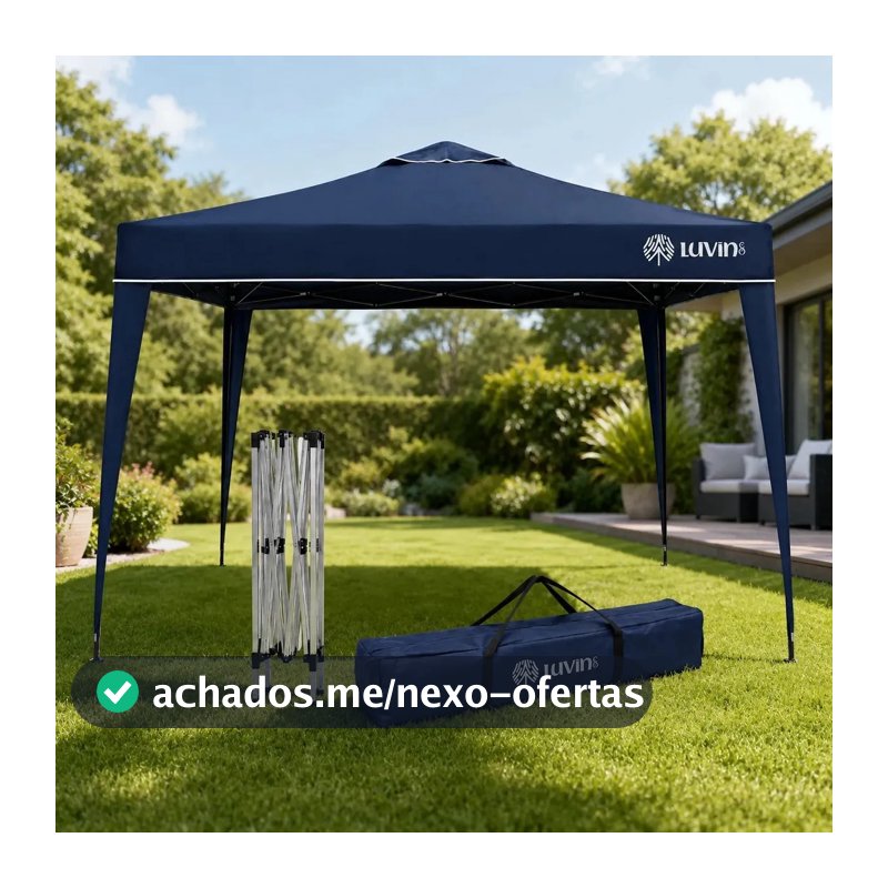 Tenda Gazebo Sanfonada Articulada Luvinco 3x3m Azul Impermeável Resistente Proteção Ao Ar Livre Camping Praia Eventos Montagem Prática Estrutura Resistente Durável