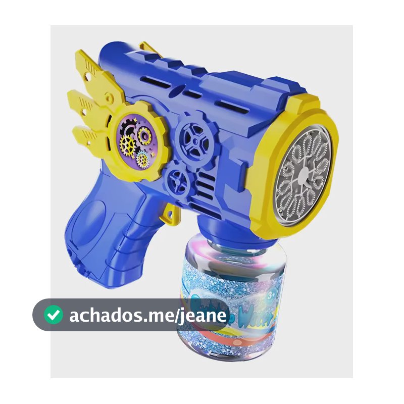 Pistola Lança Bolhas de Sabão Arminha Bubble Gun Kasatian com Luz Azul