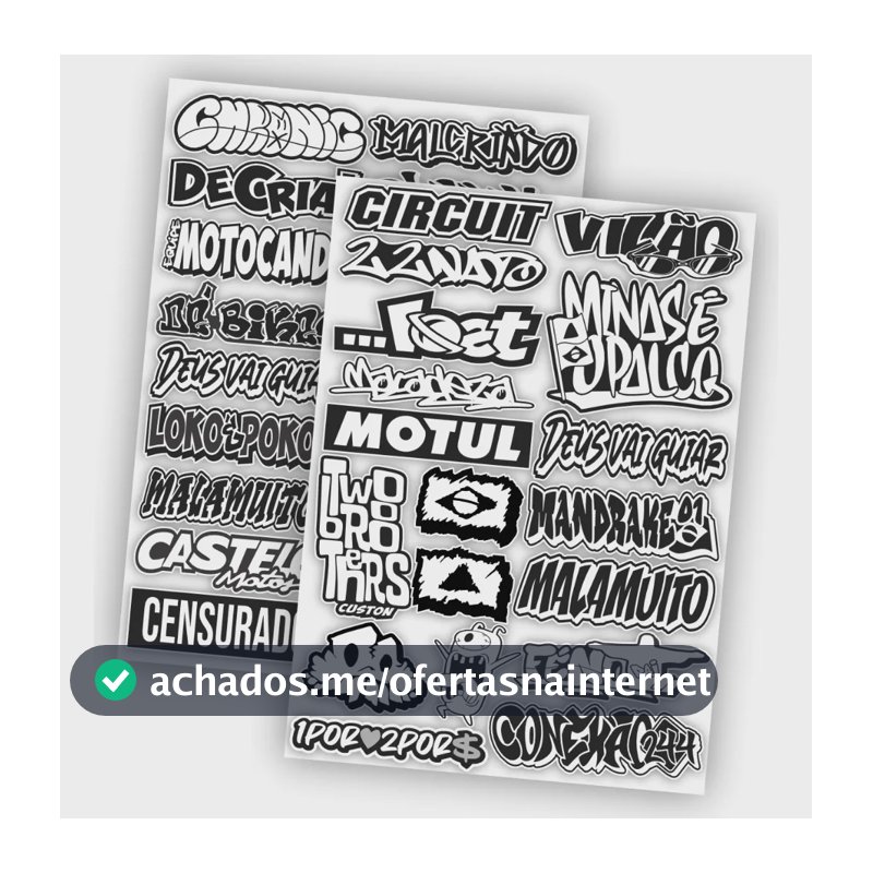 Kit 2 Cartelas Adesivos Grau 244 Preto Branco Bike Moto