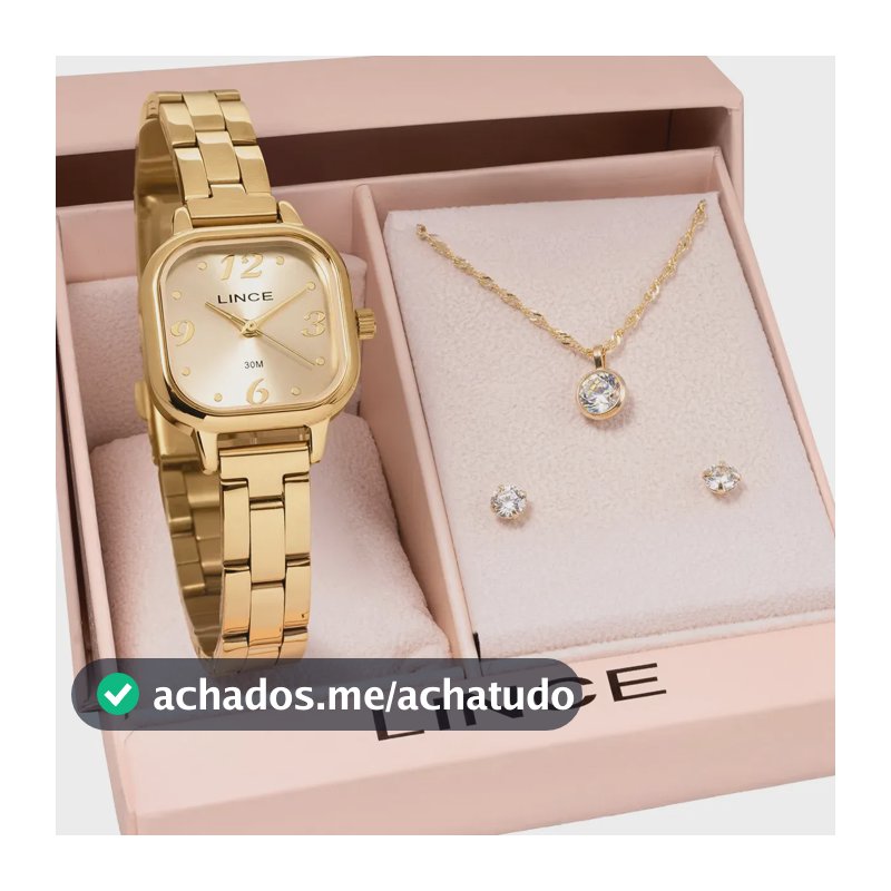 Kit Relógio Feminino Lince Com Colar E Brincos Lqgm084l23k0luc2kx