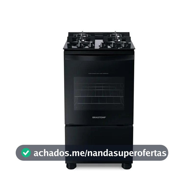 Fogão 4 Bocas Vidro Grade Dupla Bfo4vae Preto Brastemp