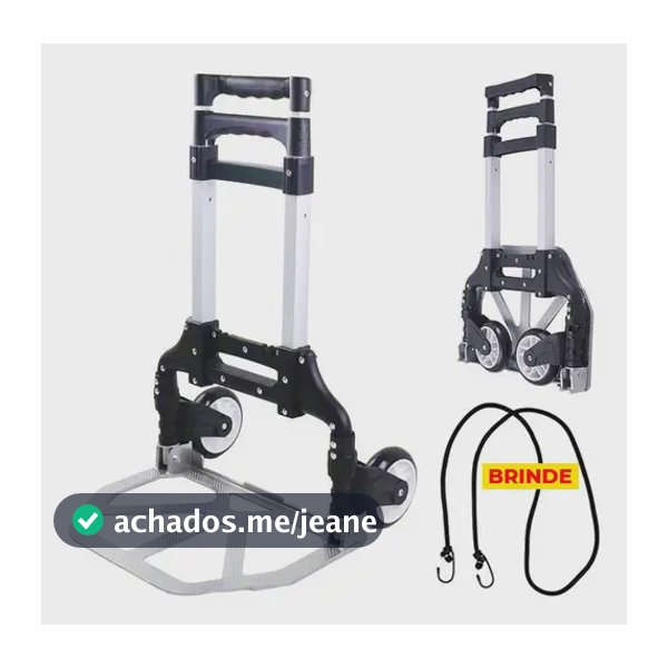 Carrinho de mão para carga dobrável Plataforma até 75kg cor preto Boden
