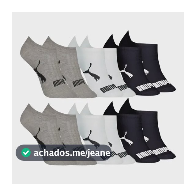 Kit 6 Pares Meias Invisível Puma Sapatilha Adulto Original