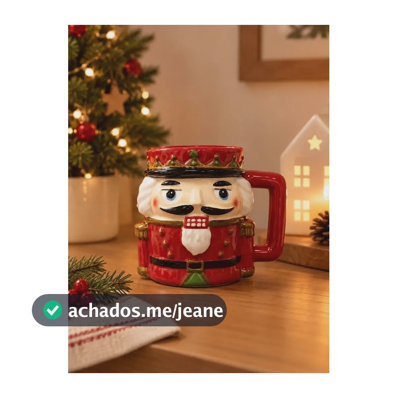 Caneca De Porcelana 500ml Soldadinho Quebra-nozes De Natal Vermelho Soldadinho Quebra-nozes