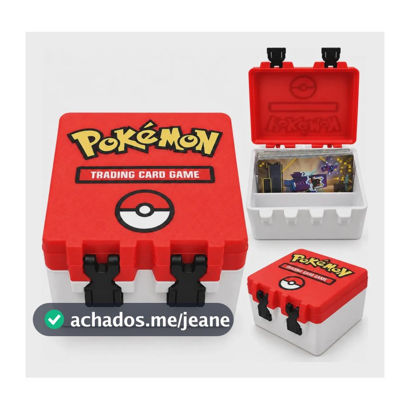 Caixa Porta 200 Cards Cartas Pokemon Deck Box Tcg Vermelho Vermelho