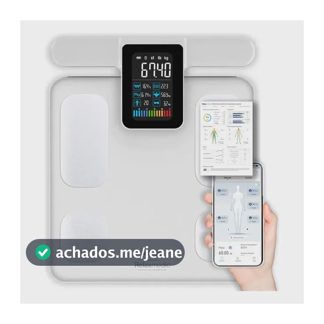 Balança Bioimpedância Corporal Digital Profissional 8 Eletrodos Bodyscan Pro - Relaxmedic Cor Branca