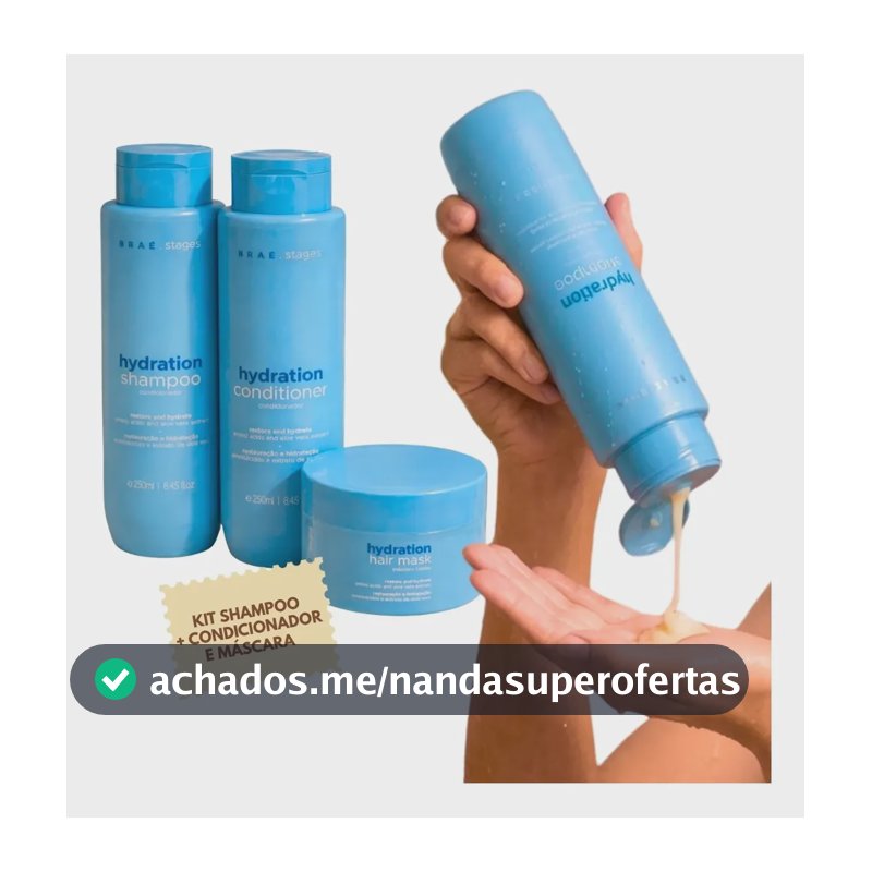 Kit Braé Hydration Shampoo Condicionador Mascara Hidratação