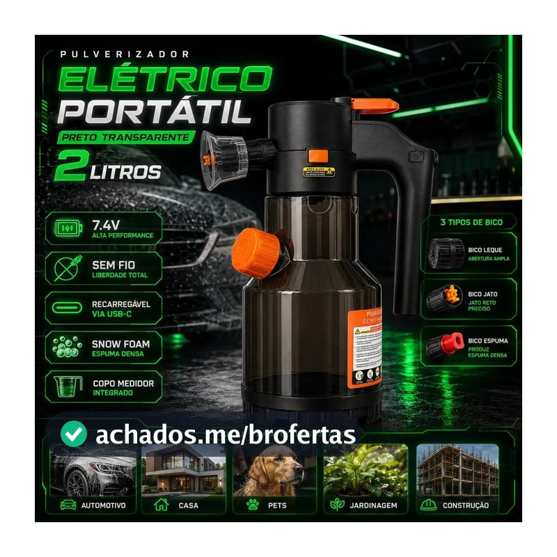 Pulverizador Elétrico Snow Foam Profissional p/ Limpeza Automotiva e Casa