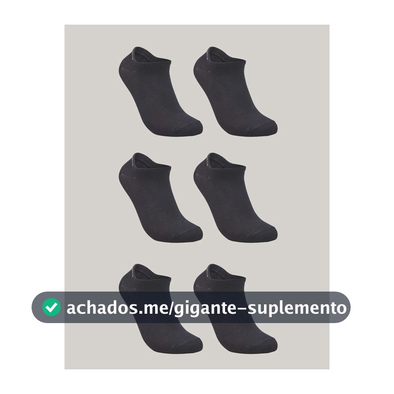 Kit De 6 Pares De Meias Masculino E Feminino Sapatilha Lupo Preto Liso 41-44