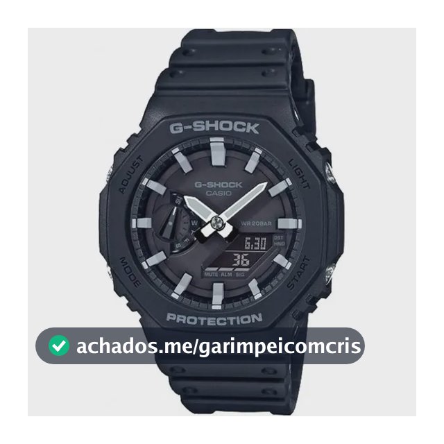 Relógio Casio G-shock Ga-2100-1adr Carbon Core Guard Cor da correia Preto Cor do bisel Preto/Cinza Cor do fundo Preto