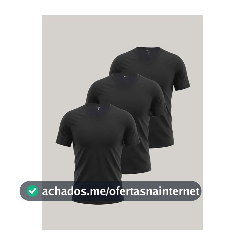 Kit Com 3 Camisetas Masculinas Slim Gola V Hering Preto Liso G