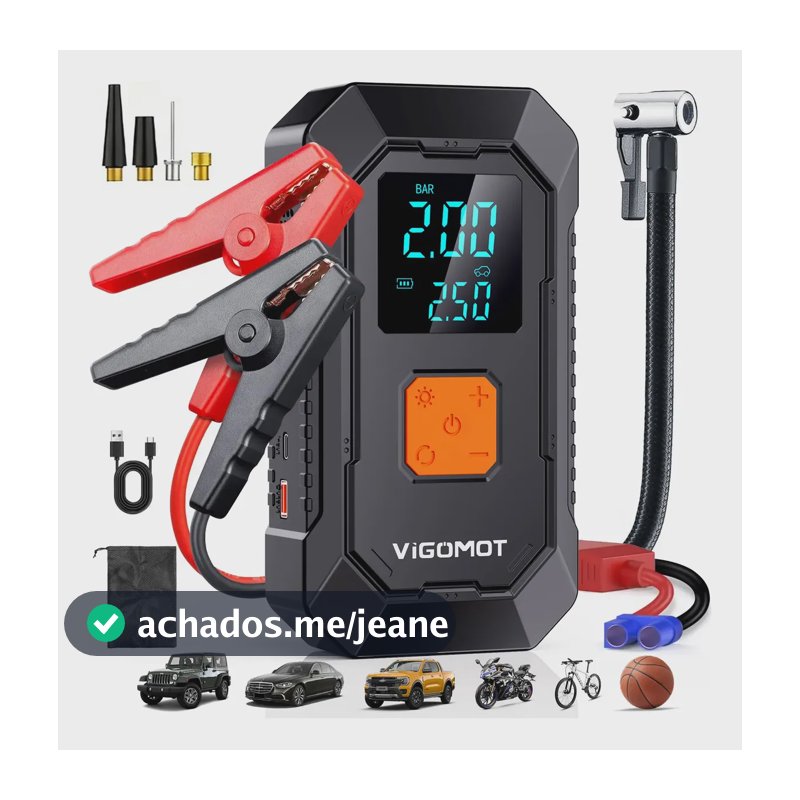 Auxiliar Partida Portátil Veicular Compressor Ar Emergência