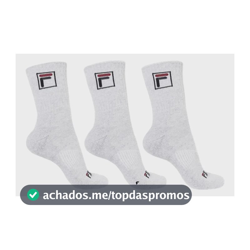 Kit Tripack Meia Fila Cano Alto Fbox Masculina Branca Meias Brancas Logo 39-43