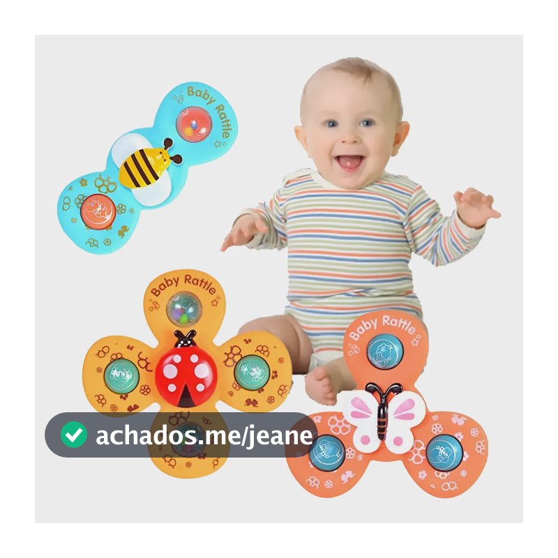 Brinquedo Com Ventosa Para Bebês Gruda No Vidro Kit 3 Peças Amarelo Borboleta