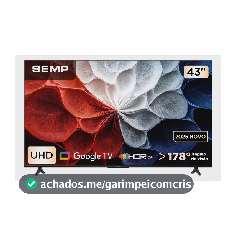 Smart Tv Semp 43 Polegadas Led Hva 4k S62 Wifi Bluetooth Google Tv 3 Hdmi Hdr10+ Dolby Audio 43s62