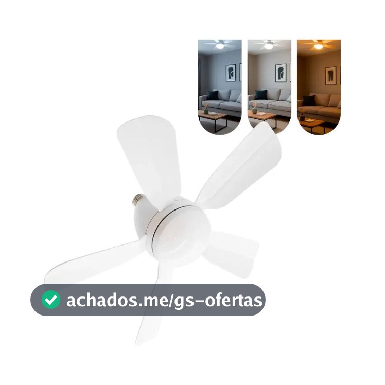 Ventilador de Teto Kaprot Silencioso 6 Pás LED Controle Remoto Diâmetro 42cm