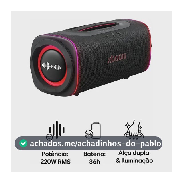 Caixa De Som Xboom Blast LG Portátil 220w Bateria De 36horas Preto 127/220v