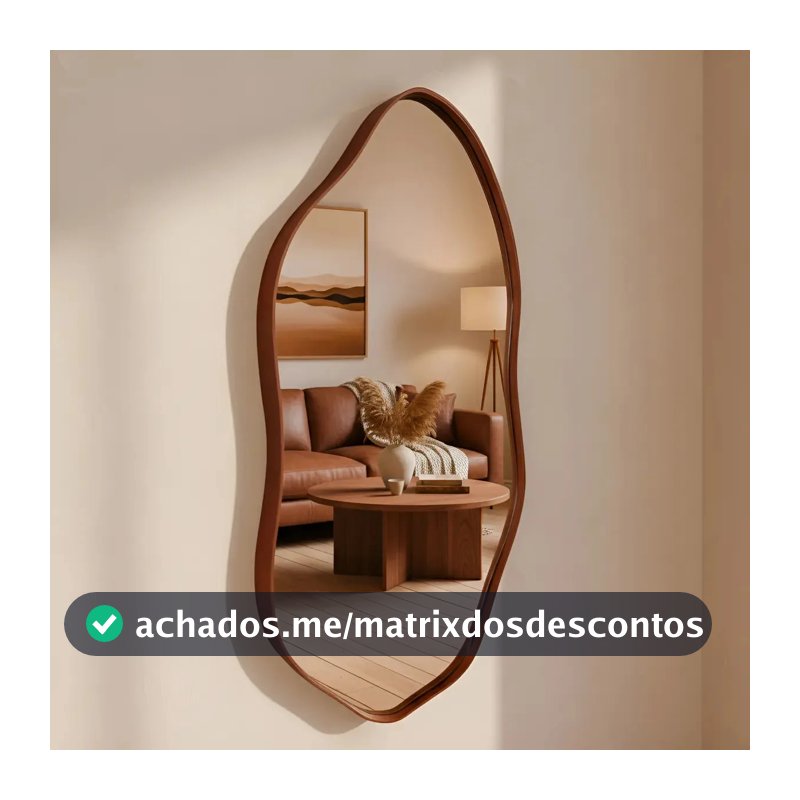 Espelho Decorativo Orgânico 60x40 Moldura Em Couro We Mirror Caramelo