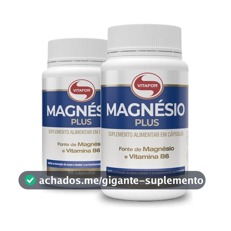 Kit 2 Magnésio Plus Vitafor 90 Cápsulas Sem Sabor
