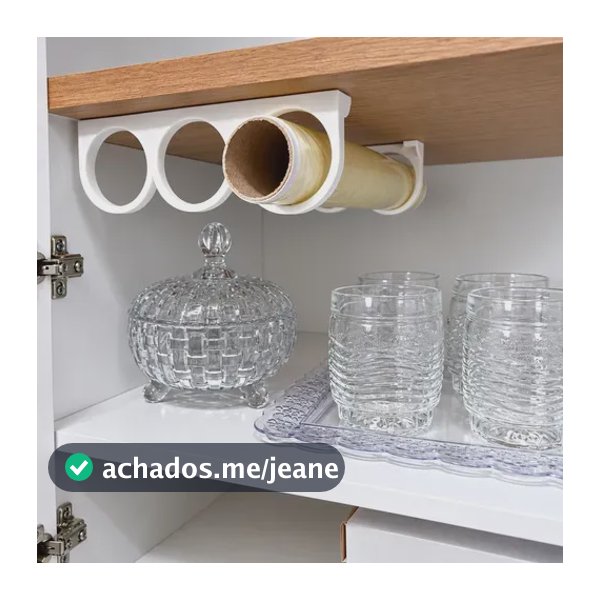 Suporte Organizador De Cozinha Rolos Papel Alumínio Filme Branco