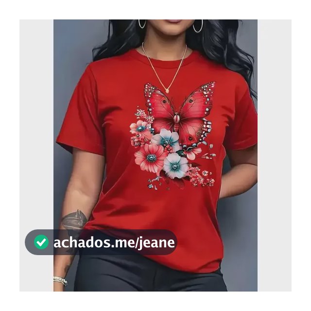 T-shirt Blusa Feminina 100% Algodão Linda Borboleta Flores